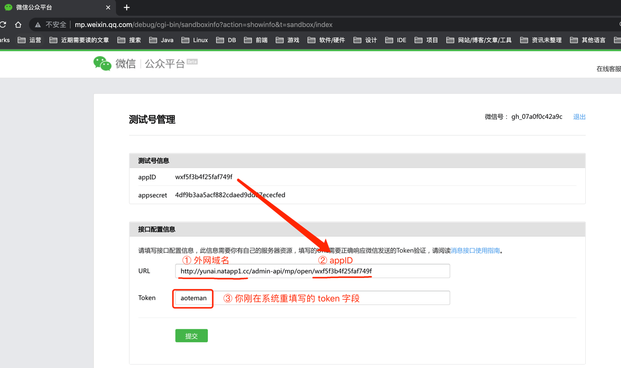 填写 URL 和 Token 信息