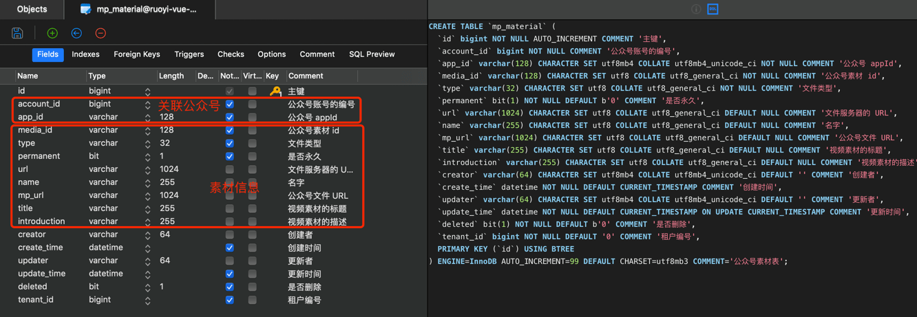 表结构